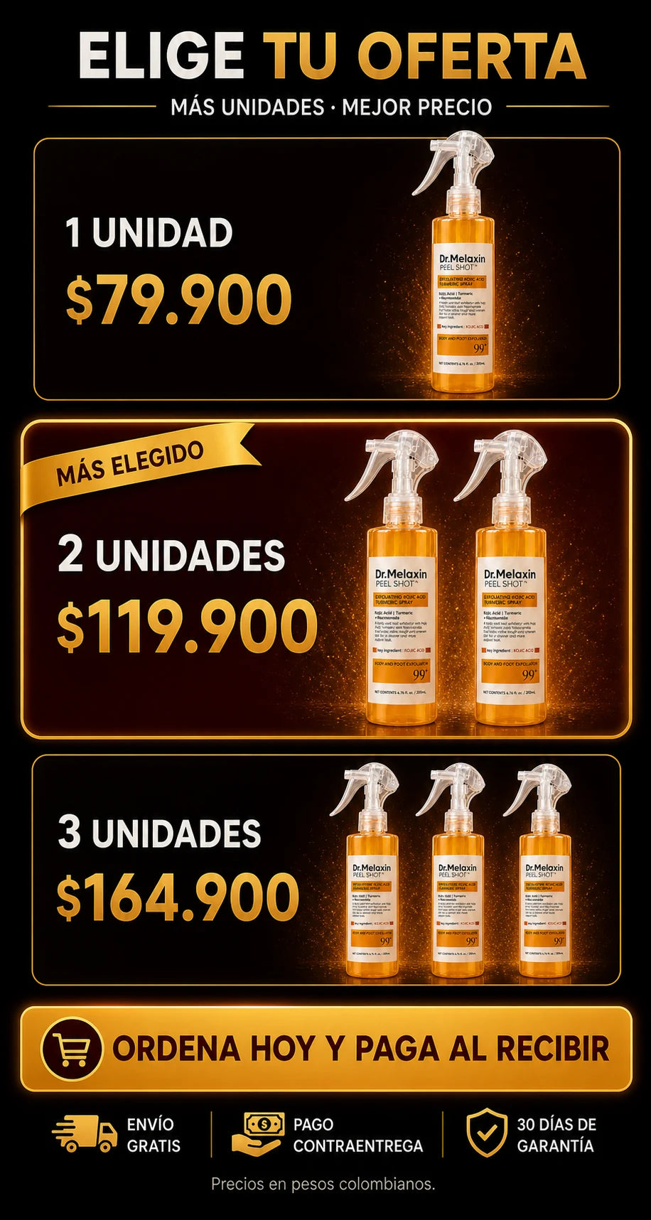 Ofertas de una, dos y tres unidades de Dr. Melaxin Peel Shot