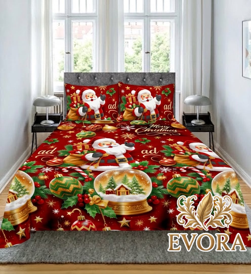 Sábanas navideñas rojas con personajes
