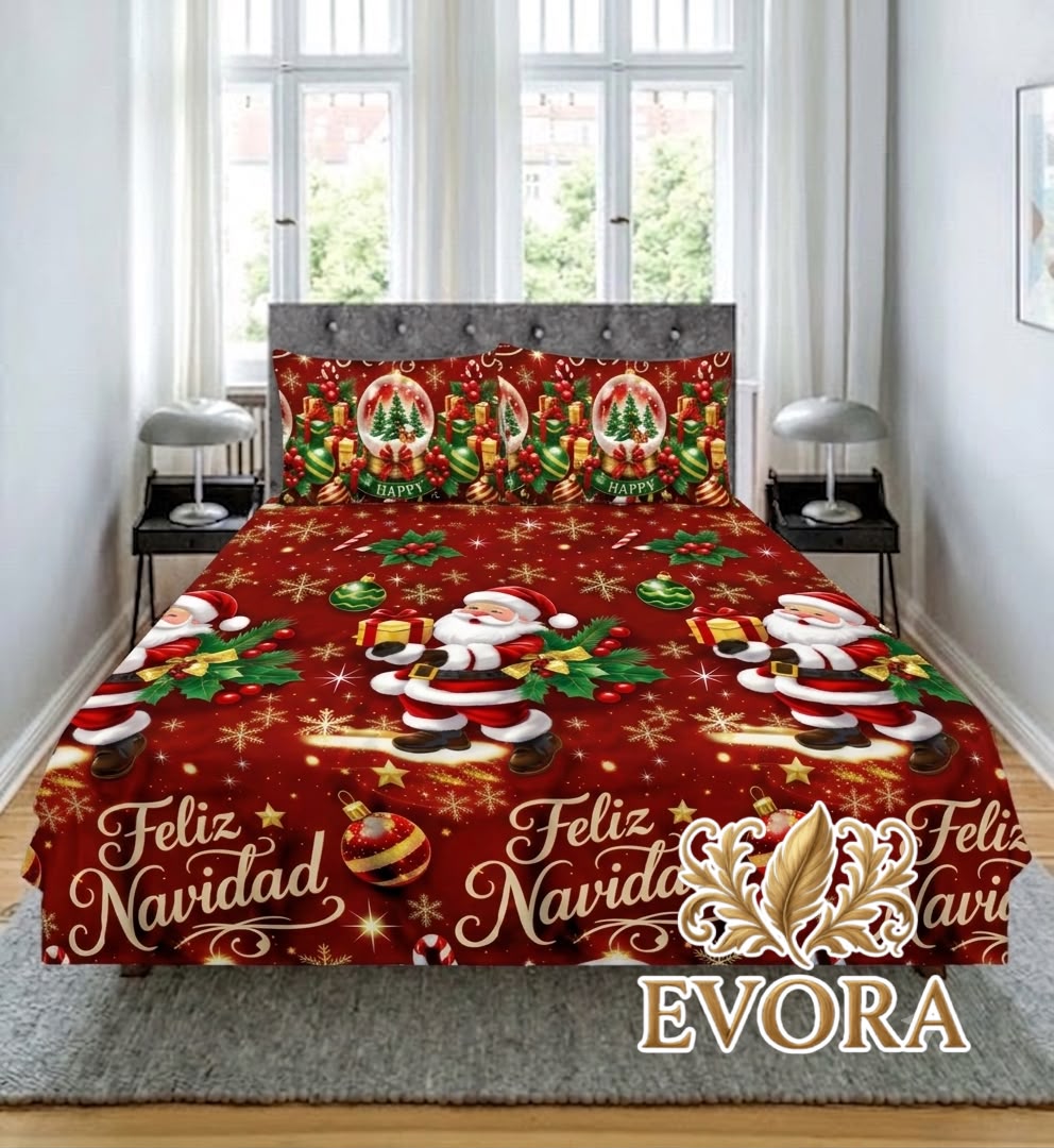 Sábanas navideñas color vino tinto